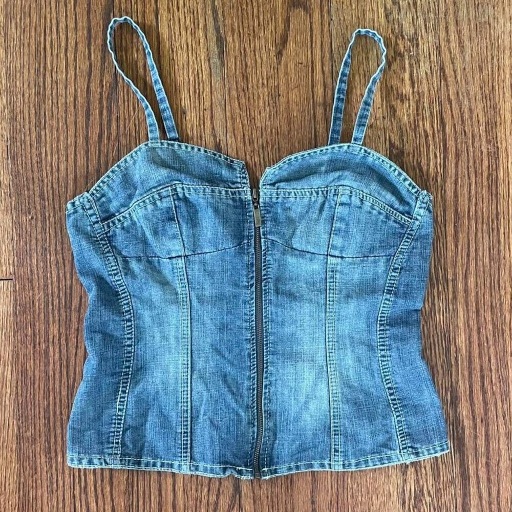 Vintage Y2K MUDD Denim Corset top L